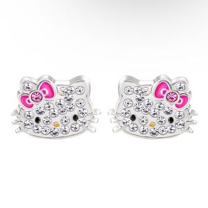 Hello Kitty Pink and Silver Earrings with Bow